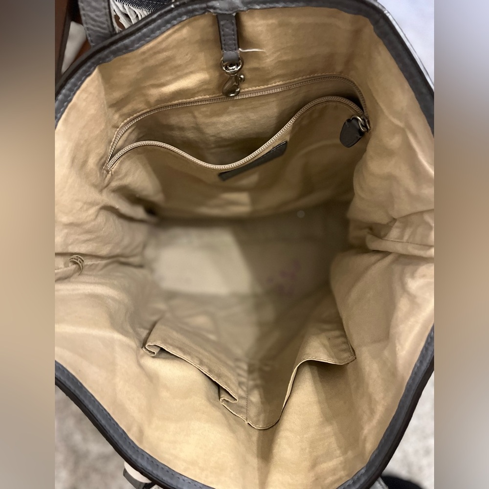 Coach Gray Leather Tote with Cream Tassels - Picture 9 of 11